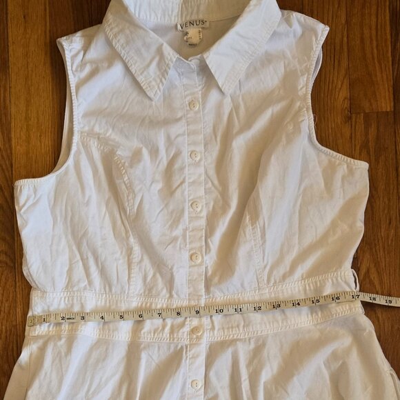 White Cotton Long Button-down Sleeveless Shirt Dress Size 16 - Picture 2 of 11